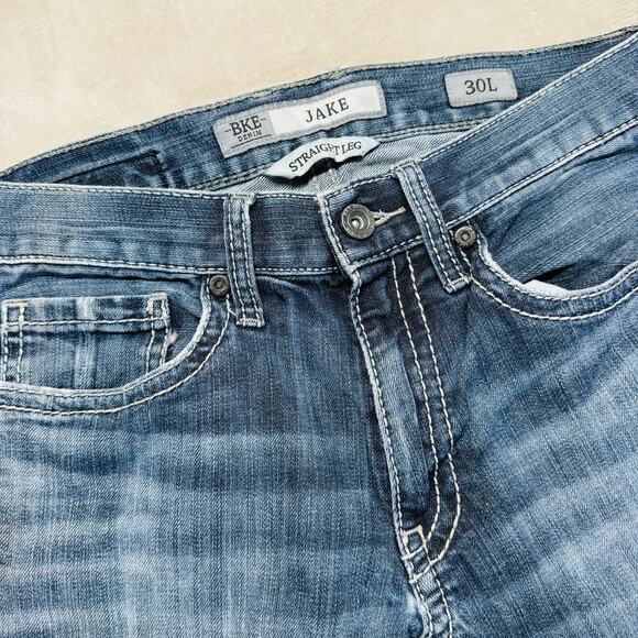 BKE Jeans Men 30L (30x31) Jake Straight Leg Medium Wash Preppy Y2K Stretch Denim - Picture 1 of 15
